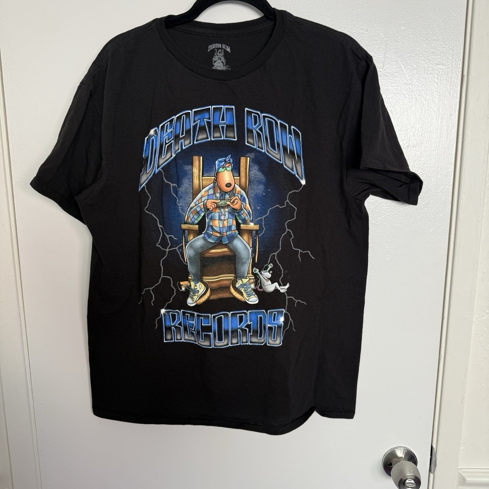 Death Row Records Snoop Dogg Men's Black Tshirt Large 90's Rap Hip Hop Vintage